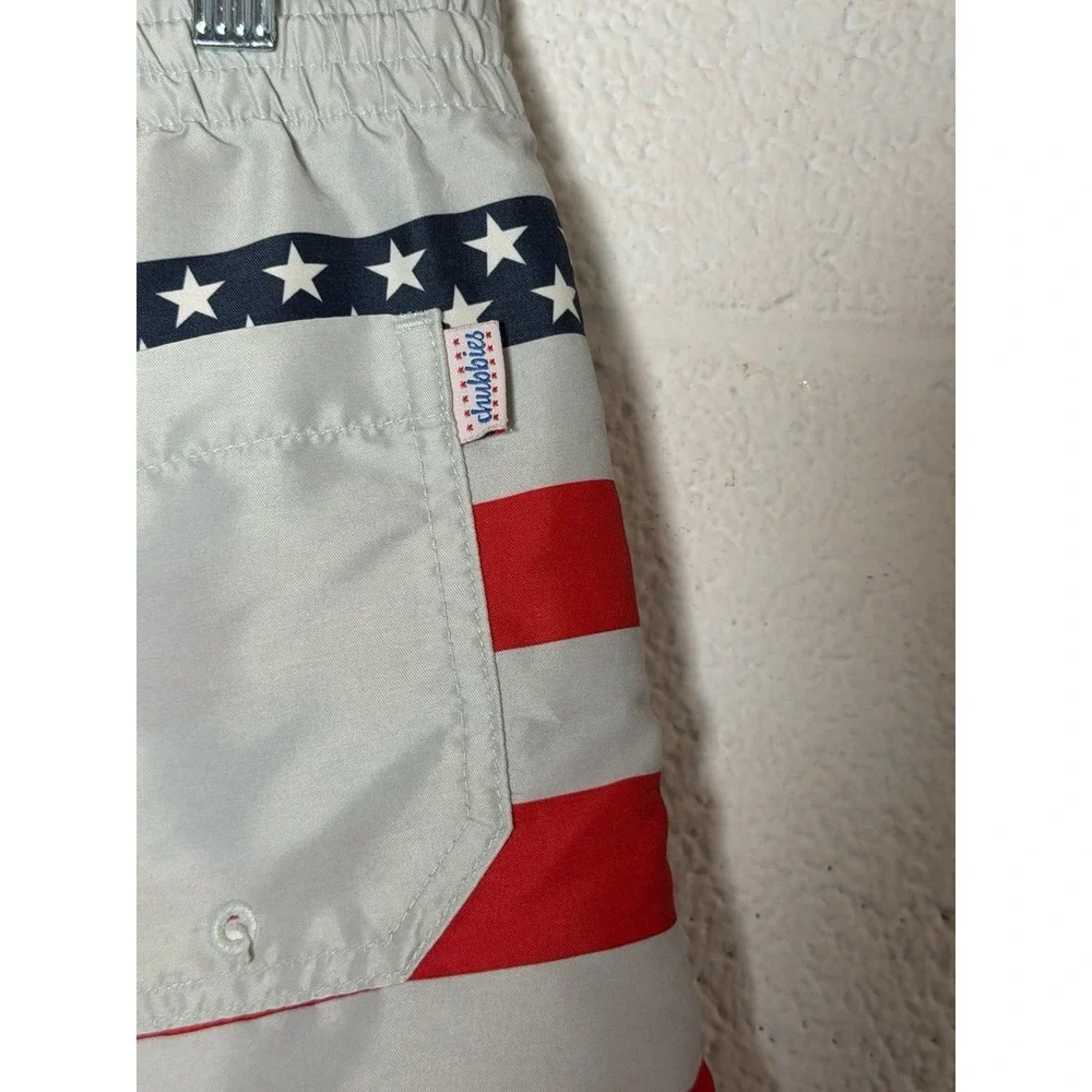 Chubbies USA Flag Swim Trunks Men's Large L Patriotic Lined Beach Shorts USA